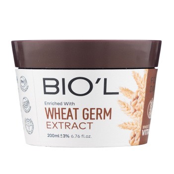 ماسک مو داخل حمام بیول BIOL مدل WHEAT GERM EXTRACT مناسب موهای خشک و آسیب دیده حجم 200 میل