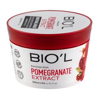 ماسک مو داخل حمام بیول BIOL مدل POMEGRANATE EXTRACT مناسب مو رنگ شده و آسیب دیده حجم 200 میل