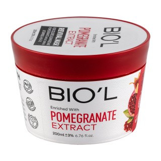 ماسک مو داخل حمام بیول BIOL مدل POMEGRANATE EXTRACT مناسب مو رنگ شده و آسیب دیده حجم 200 میل