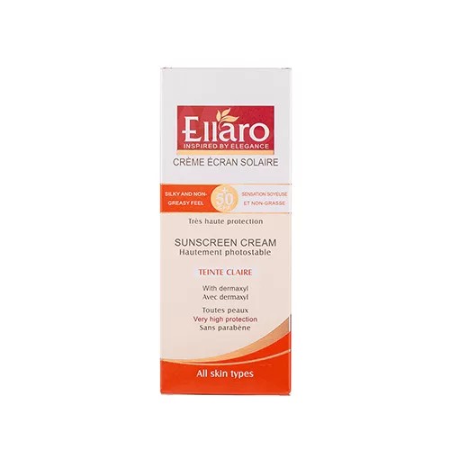 ضد آفتاب رنگی الارو Ellaro مناسب انواع پوست spf 50 حجم 50 میل