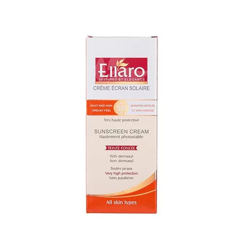 ضد آفتاب رنگی الارو Ellaro مناسب انواع پوست spf 50 حجم 50 میل
