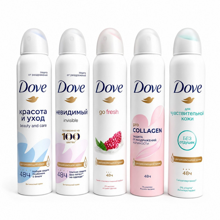 اسپری دئودورانت زیربغل داو Dove مدل 48 ساعته حجم 200 میل روسی تنوع دار