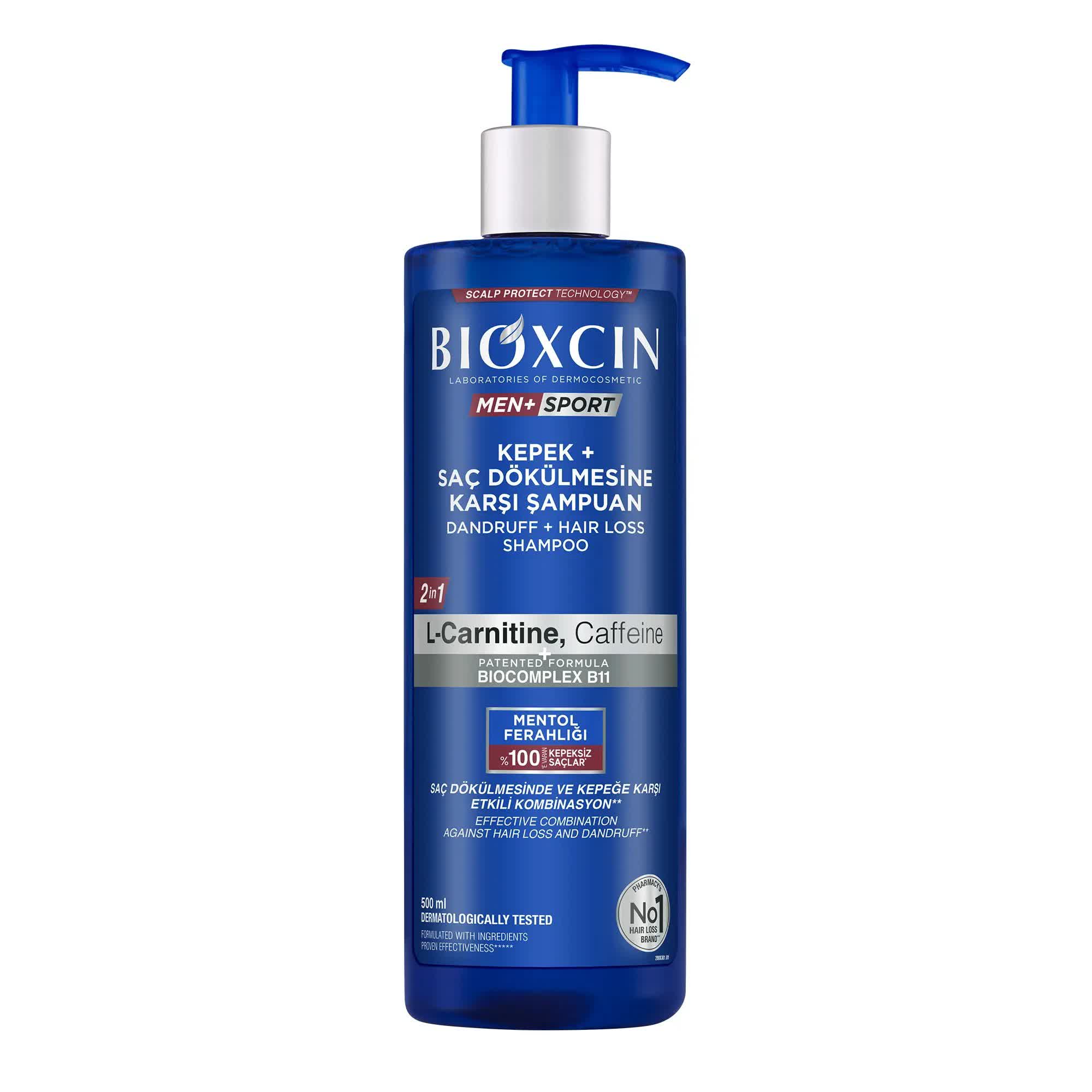 شامپو ضد شوره سر + ریزش مو بیوکسین BIOXCIN مدل MEN + SPORT حجم 500 میل
