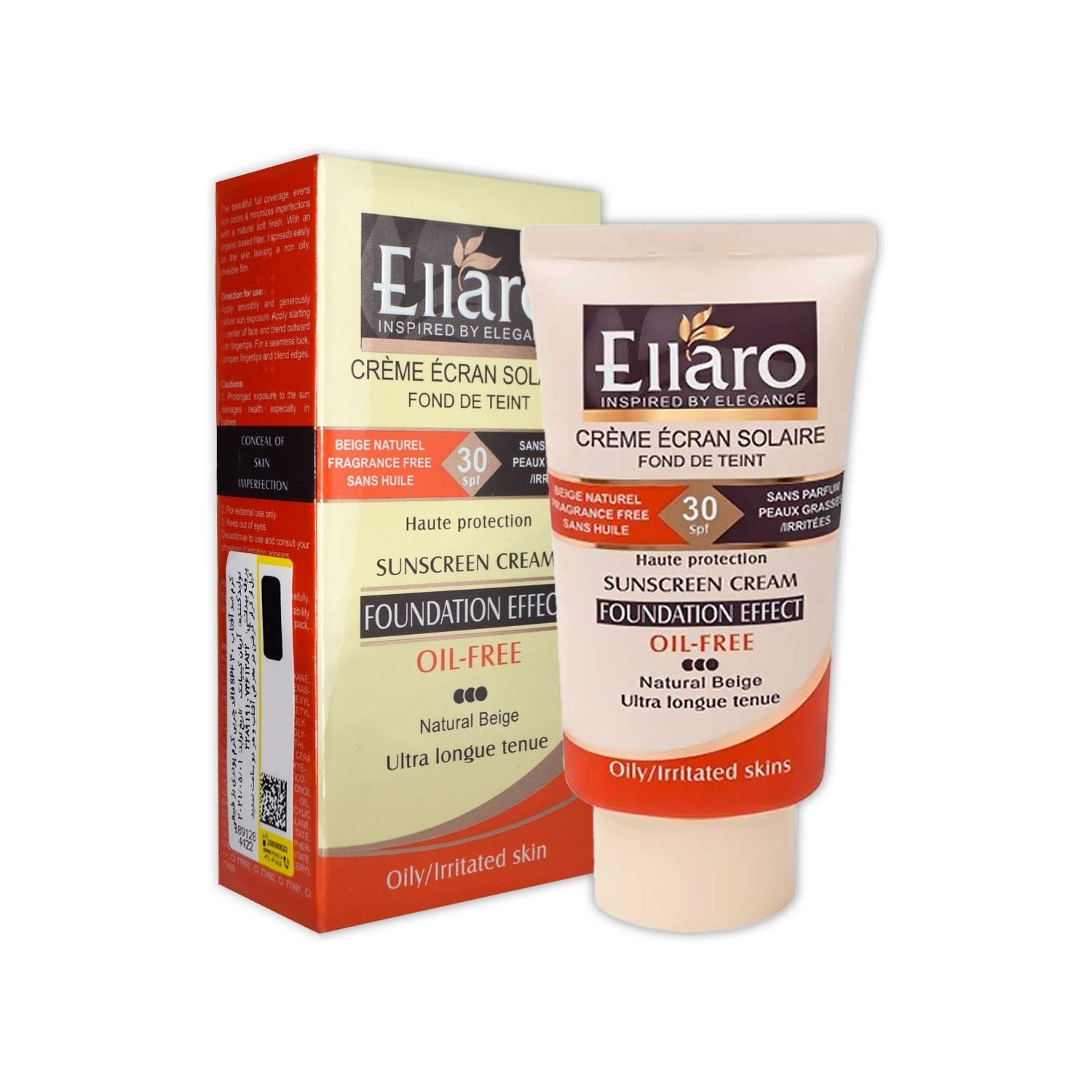 کرم ضدآفتاب فاقد چربی با پوشش کرمپودری بژ طبیعی الارو SPF 30 Ellaro حجم 40 میل