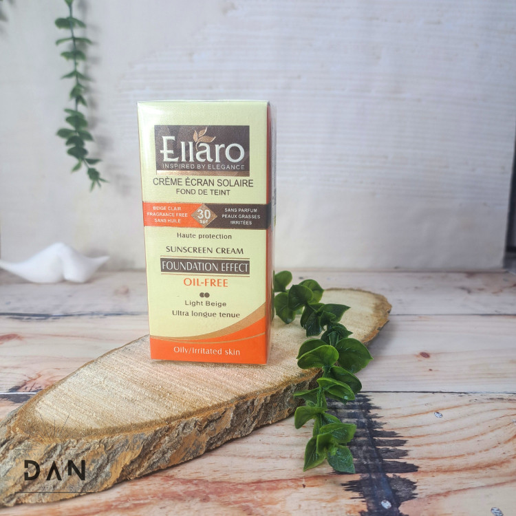 کرم ضدآفتاب فاقد چربی با پوشش کرم پودری بژ روشن الارو Ellaro(SPF 30) حجم 40 میل