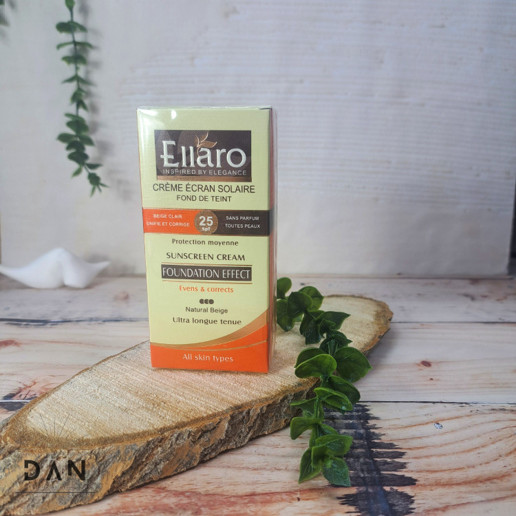 کرم ضدآفتاب با پوشش کرمپودری (بژ طبیعی ) SPF25 الارو Ellaro حجم 40 میل