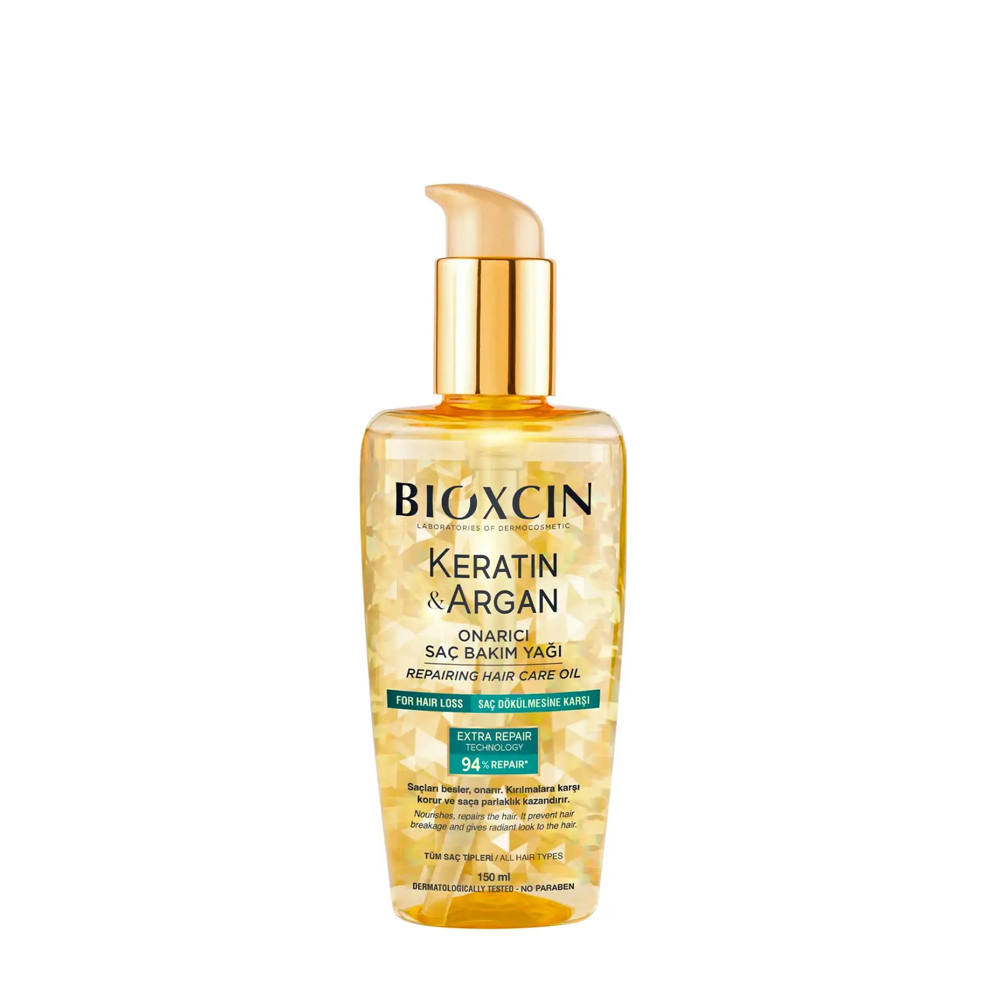 روغن آرگان ضدریزش و ترمیم کننده بیوکسین BIOXCIN مدل کراتین و آرگان Keratin and Argan حجم 150 میل