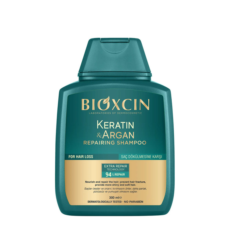 شامپو ضدریزش و ترمیم کننده بیوکسین BIOXCIN مدل کراتین و آرگان Keratin and Argan حجم 300 میل