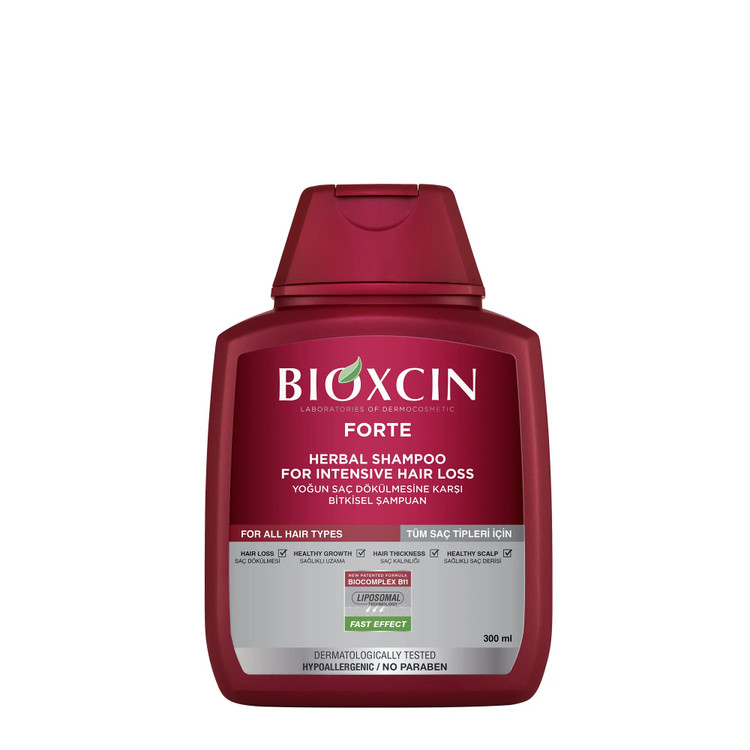 شامپو ضدریزش و تقویت کننده بیوکسین BIOXCIN مدل فورته FORTE حجم 300 میل