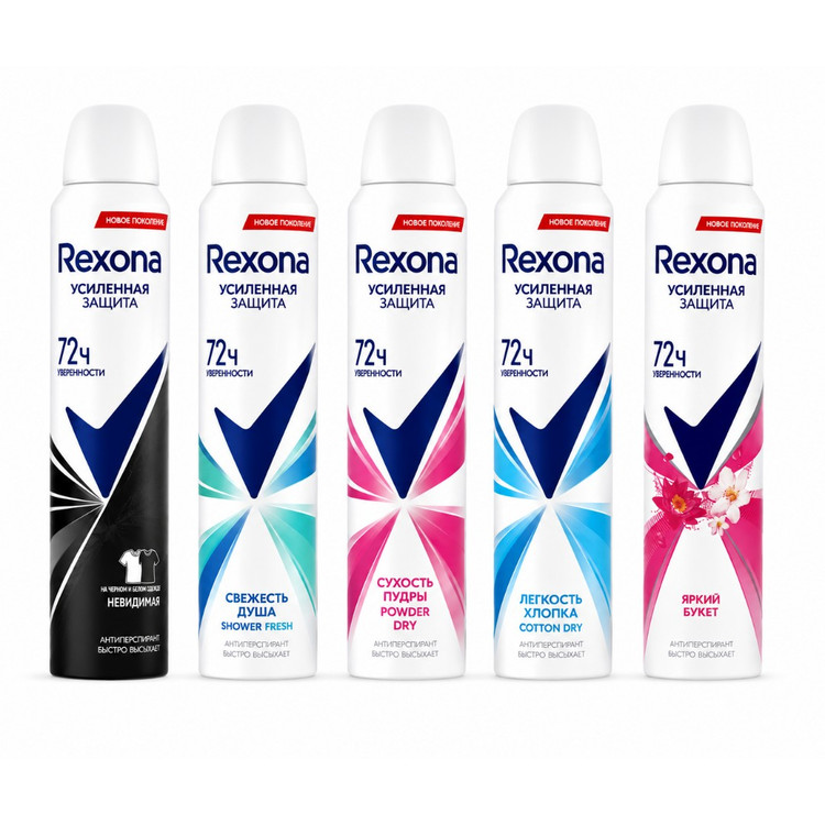 اسپری Rexona رکسونا مدل 72 ساعته زنانه حجم 200میل روسی تنوع دار