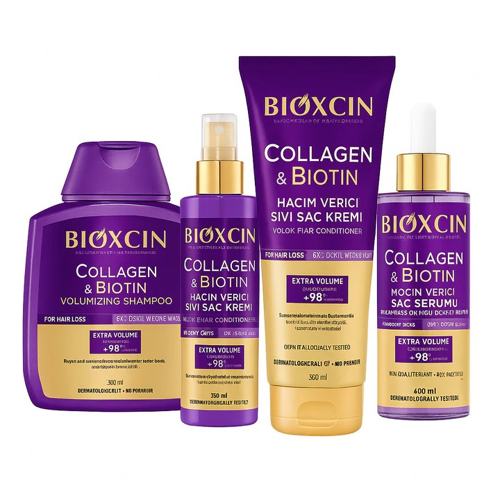 پک ضدریزش و حجیم کننده مو بیوکسین BIOXCIN مدل کلاژن و بیوتین Collagen and Biotin
