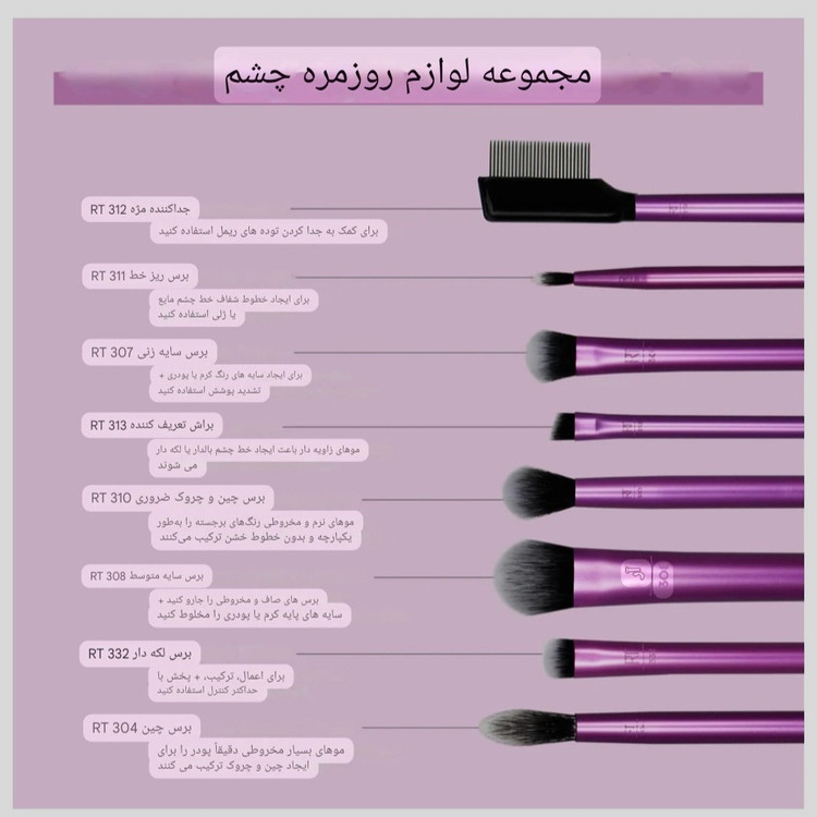 ست براش آرایش چشم هشت تکه رییل تکنیک REAL TECHNIQUES مدل eye