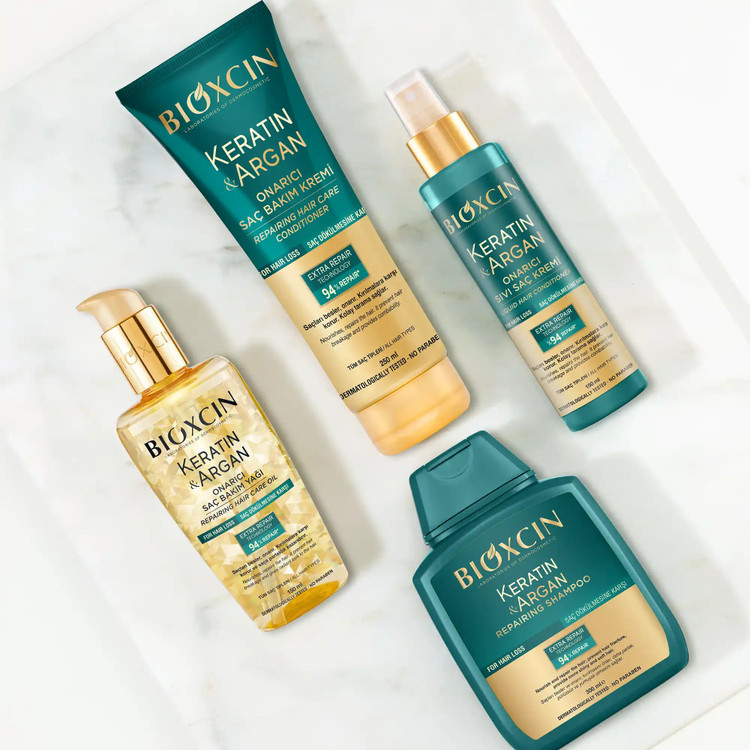 اسپری موی دوفاز ضدریزش، نرم کننده و تقویت کننده بیوکسین BIOXCIN مدل کراتین و آرگان Keratin and Argan حجم 150 میل