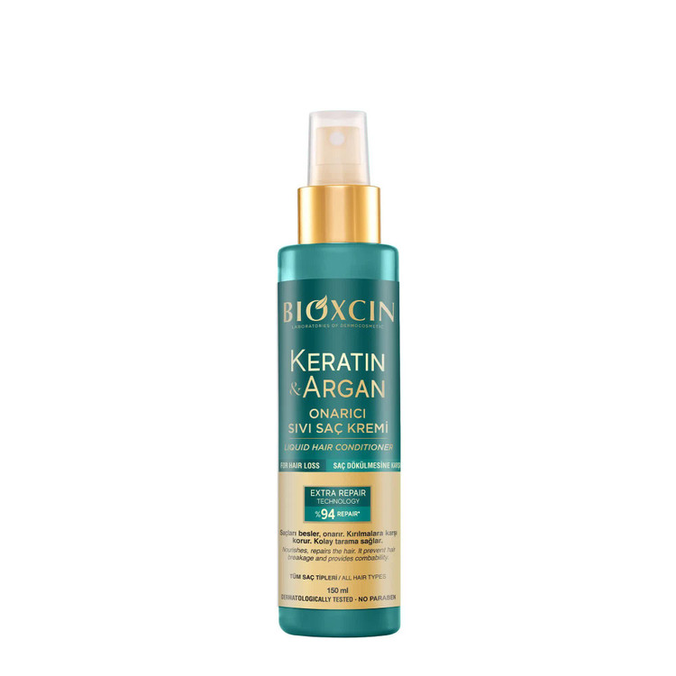 اسپری موی دوفاز ضدریزش، نرم کننده و تقویت کننده بیوکسین BIOXCIN مدل کراتین و آرگان Keratin and Argan حجم 150 میل