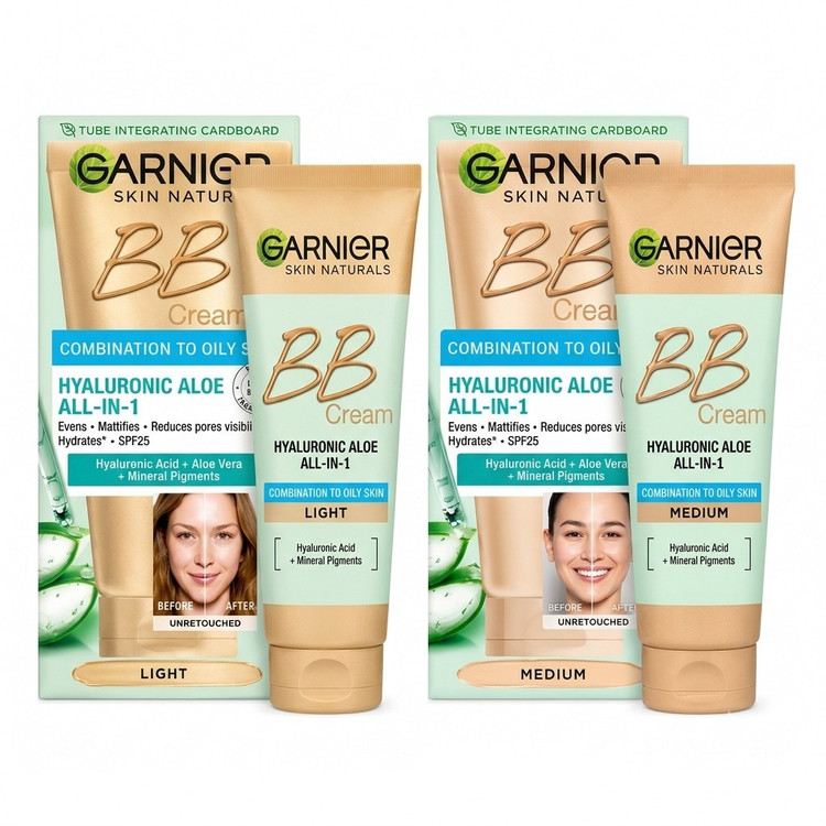 بی بی کرم گارنیر BB GARNIER مدل OILY SKIN مناسب پوست های چرب حجم 50 میل تنوع دار
